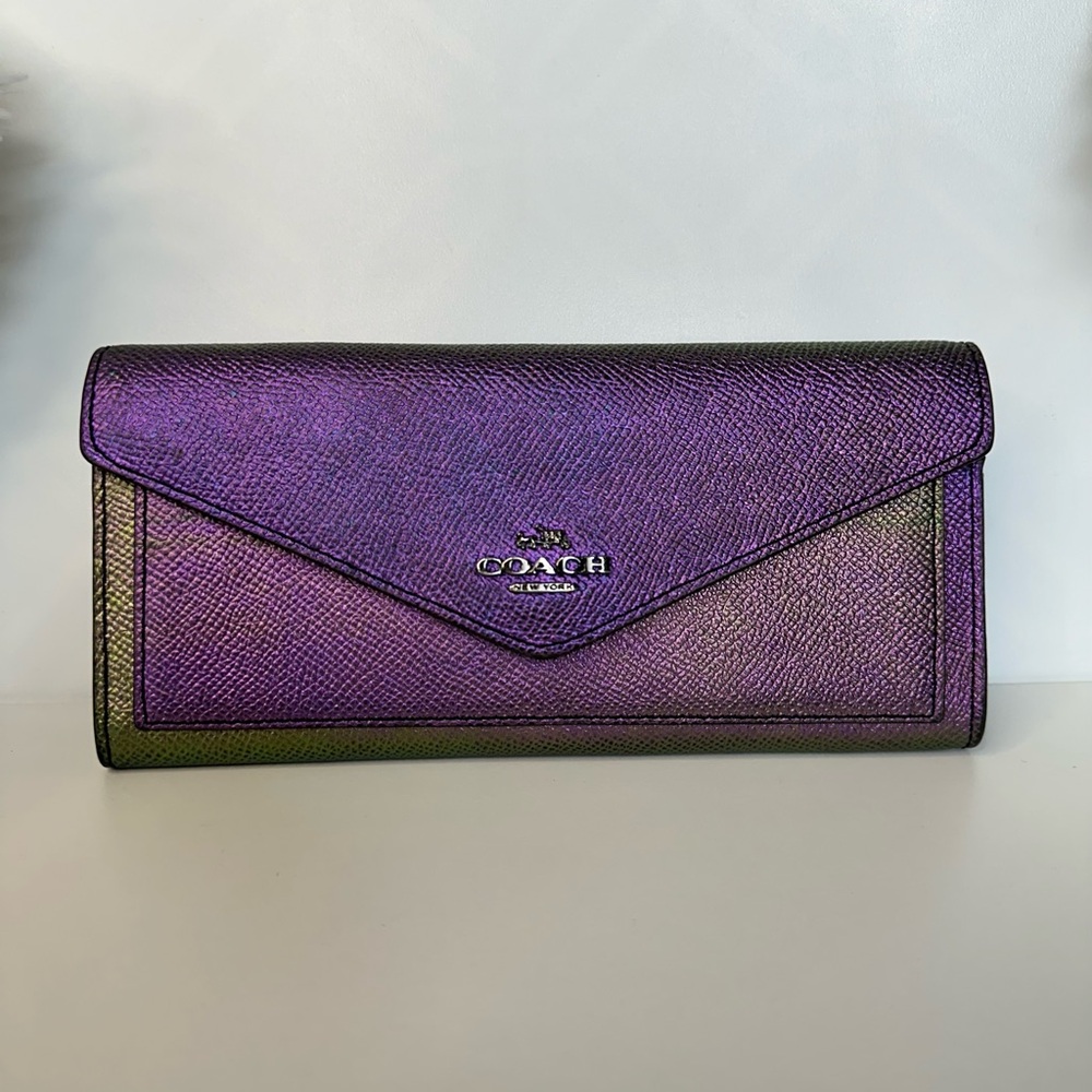 COACH 'SOFT' WALLET Hologram Leather Snap Multi Function #57213